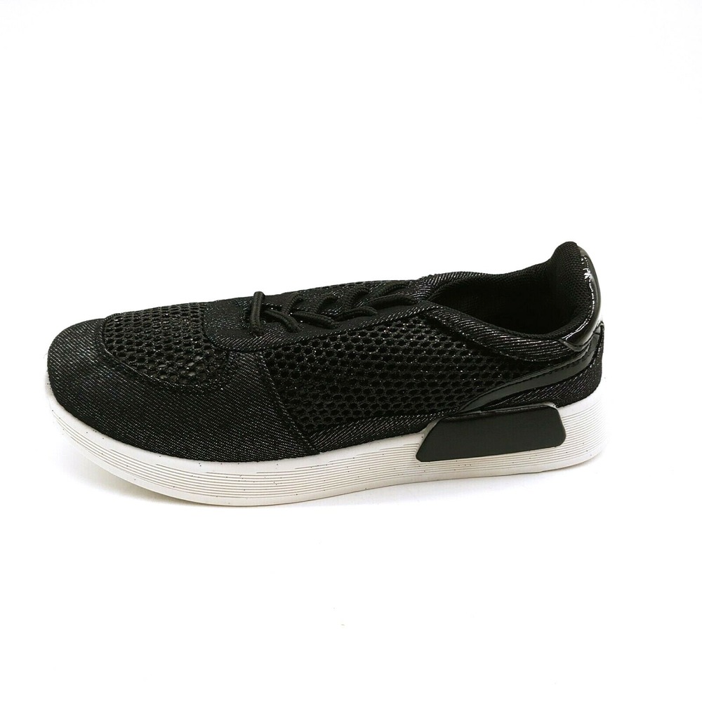 Yoki Shoes Womans Benz 28 Lace Up Sneaker Black Glitter White Outsole 6.5 NEW